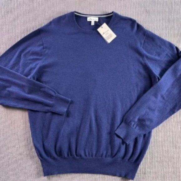 Peter Millar Crown Soft Mens Large Sweater Blue Long Sleeve Cashmere Silk Blend